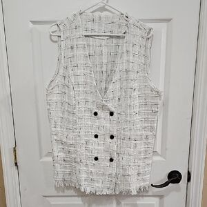 Women's Vest - Black And White Tweed